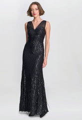 Gina Bacconi Black Tamsin Sleeveless Sequin Maxi Dress