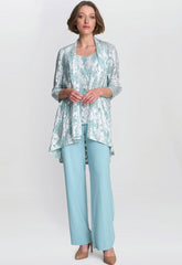 Gina Bacconi Aqua Mabel Three Piece Jacquard Trouser Suit