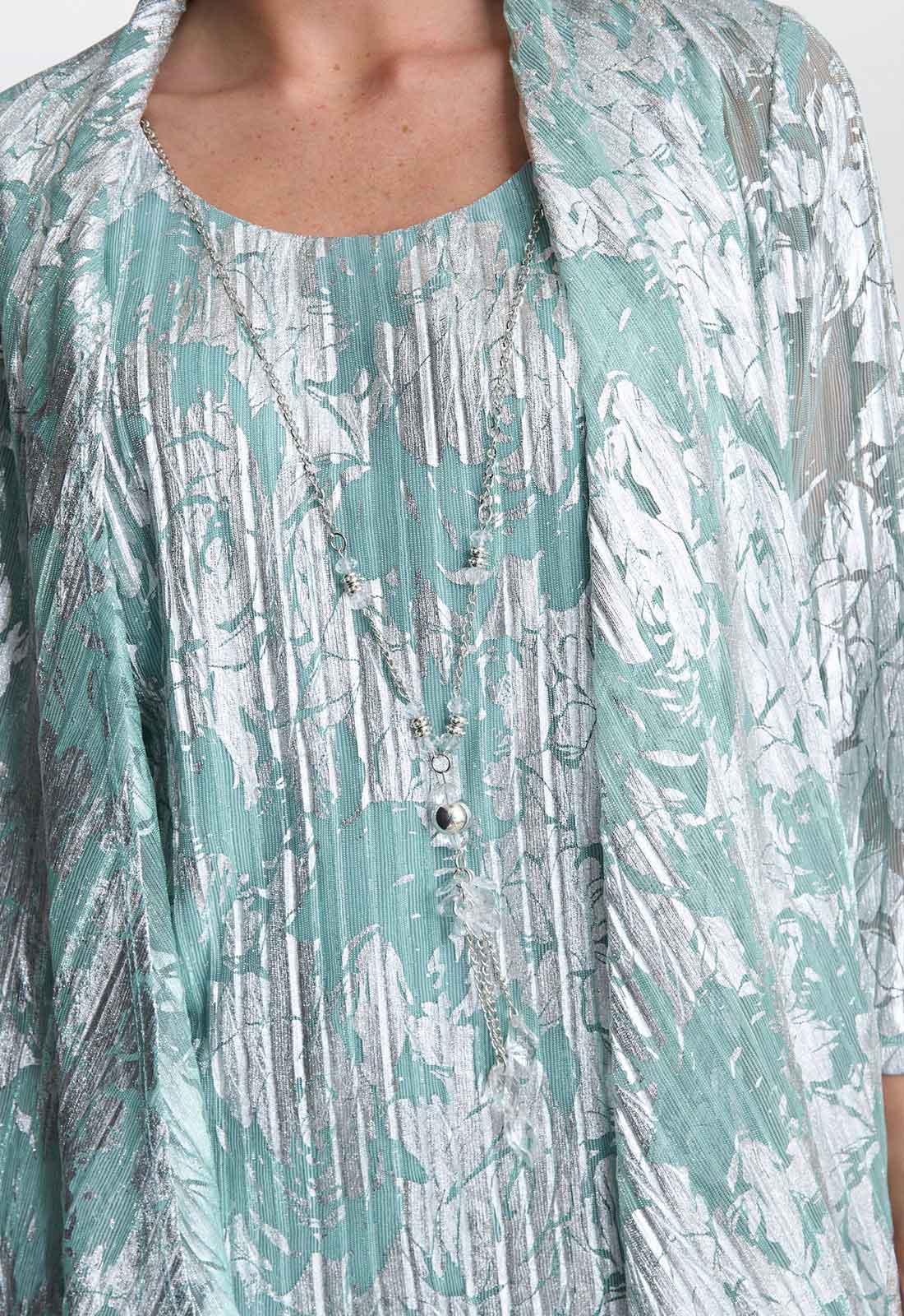Gina Bacconi Aqua Mabel Three Piece Jacquard Trouser Suit