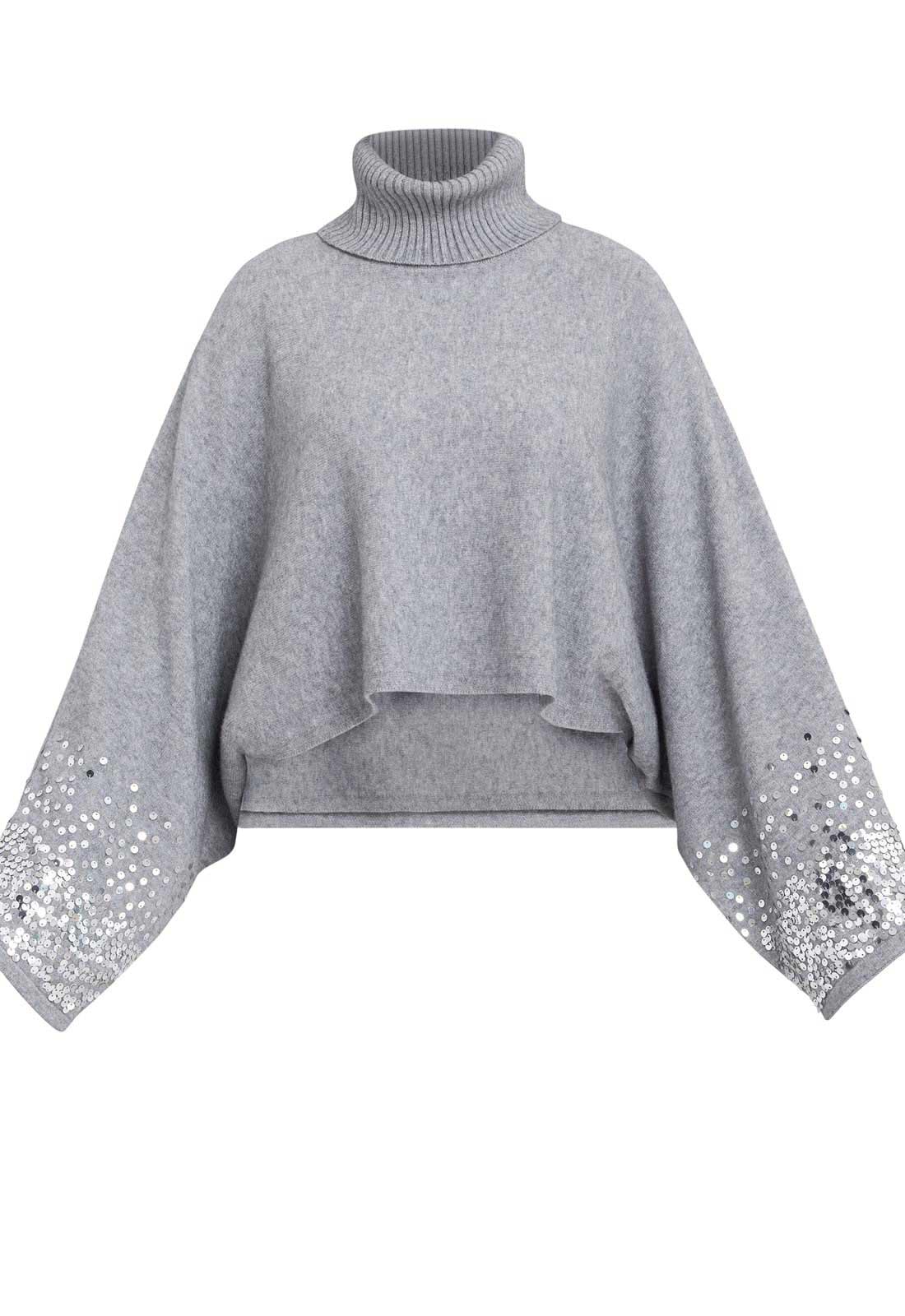 Gina Bacconi Grey Vanna Sequin Cuff Jumper