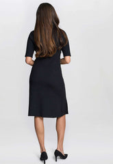 Gina Bacconi Black / Gold Vickie Button Detail Knit Dress