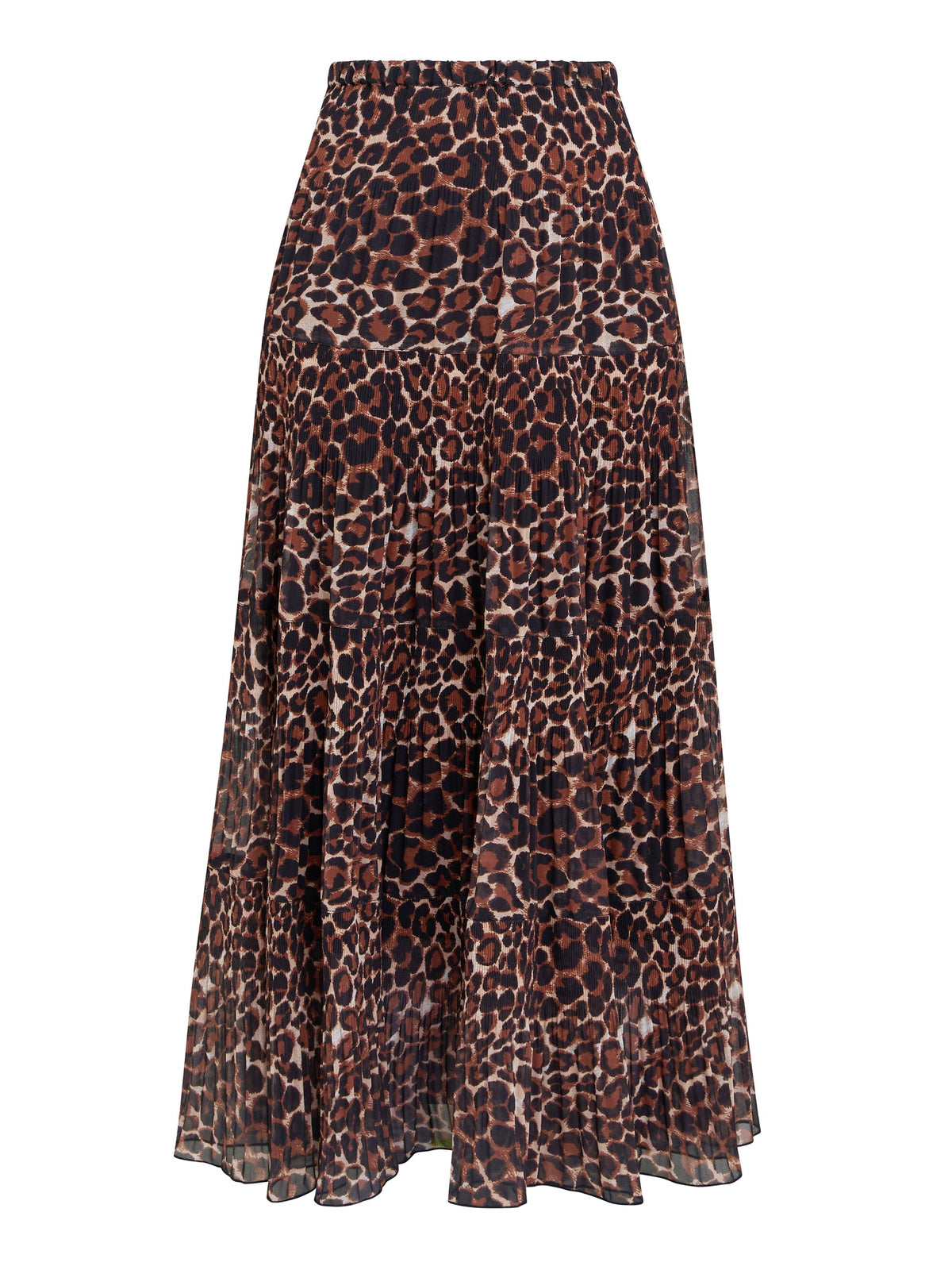 Gina Bacconi Brown Kristy Leopard Print Maxi Skirt