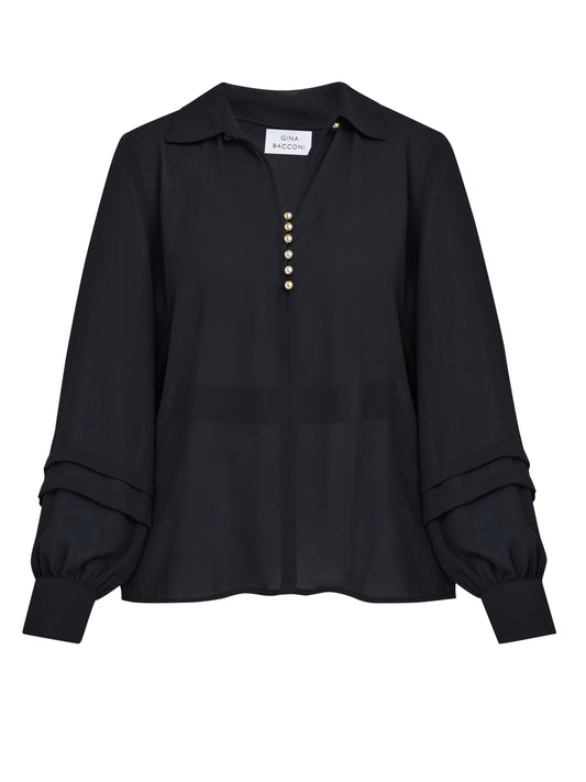 Gina Bacconi Black Antoinette Black Blouse