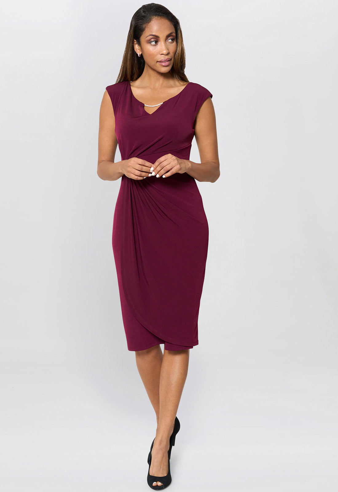Gina Bacconi Burgundy Helen Wrap Dress