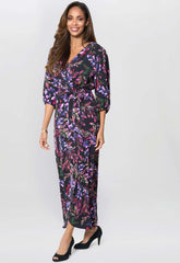 Gina Bacconi Black / Multi Aga Floral Print Dress