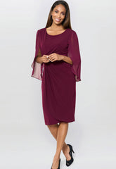 Gina Bacconi Burgundy Ryder Jersey And Chiffon Wrap Dress