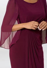 Gina Bacconi Burgundy Ryder Jersey And Chiffon Wrap Dress