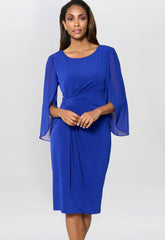 Gina Bacconi Cobalt Ryder Jersey And Chiffon Wrap Dress