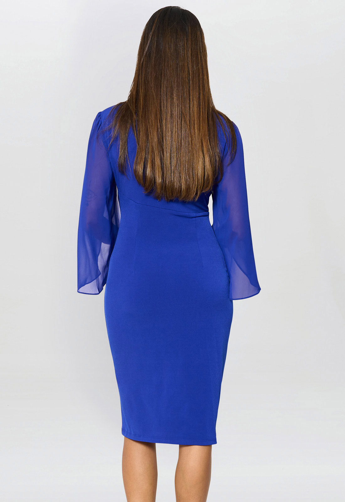 Gina Bacconi Cobalt Ryder Jersey And Chiffon Wrap Dress