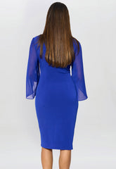 Gina Bacconi Cobalt Ryder Jersey And Chiffon Wrap Dress