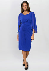 Gina Bacconi Cobalt Ryder Jersey And Chiffon Wrap Dress