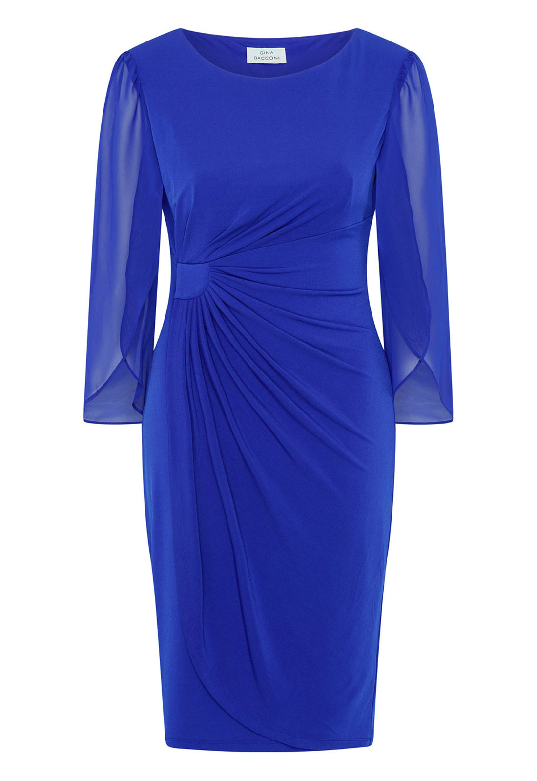 Gina Bacconi Cobalt Ryder Jersey And Chiffon Wrap Dress