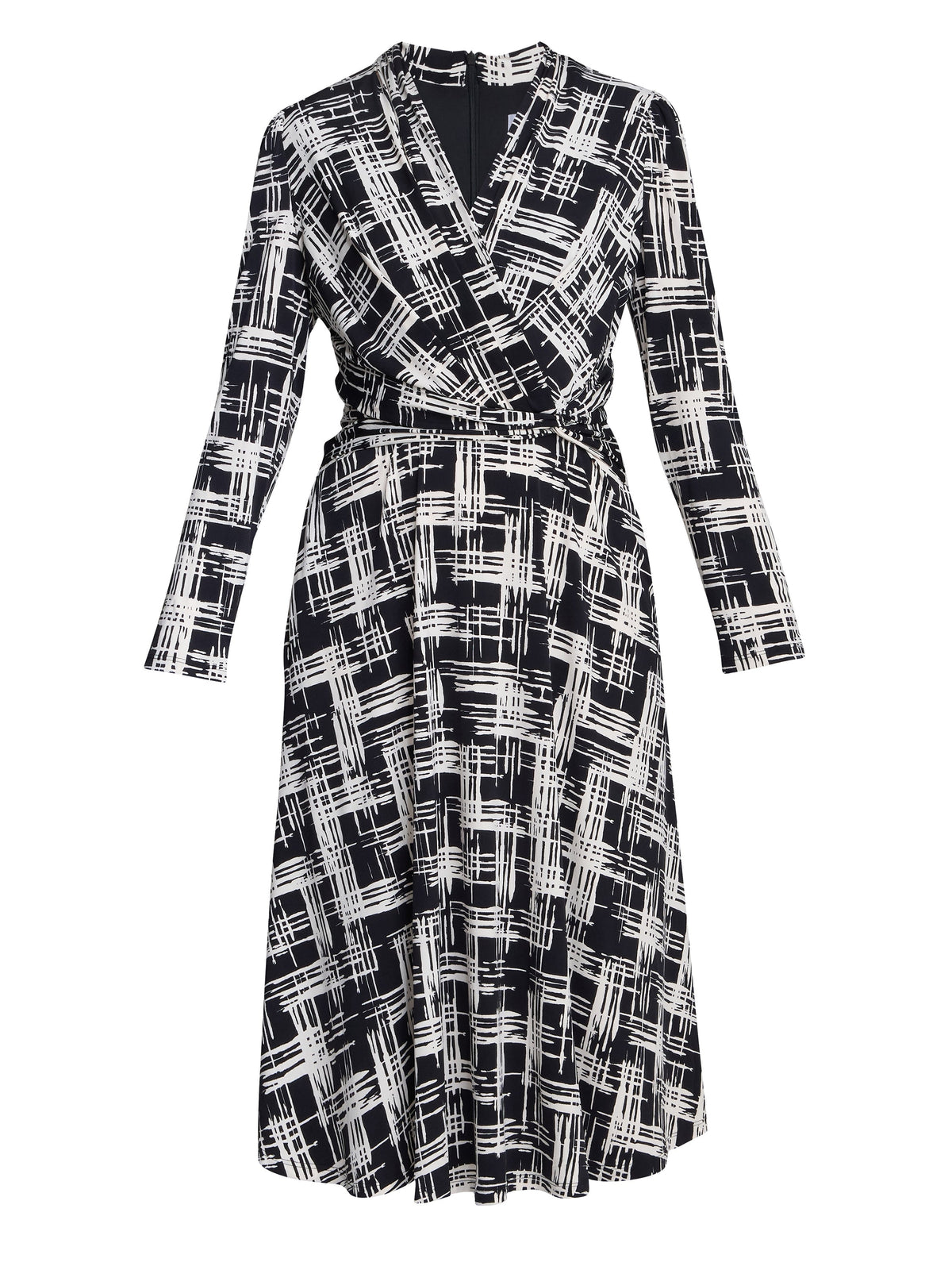 Gina Bacconi Black / Cream Becca Wrap Midi Dress