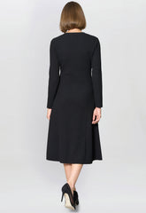 Gina Bacconi Black Cher Button Front Knit Midi Dress