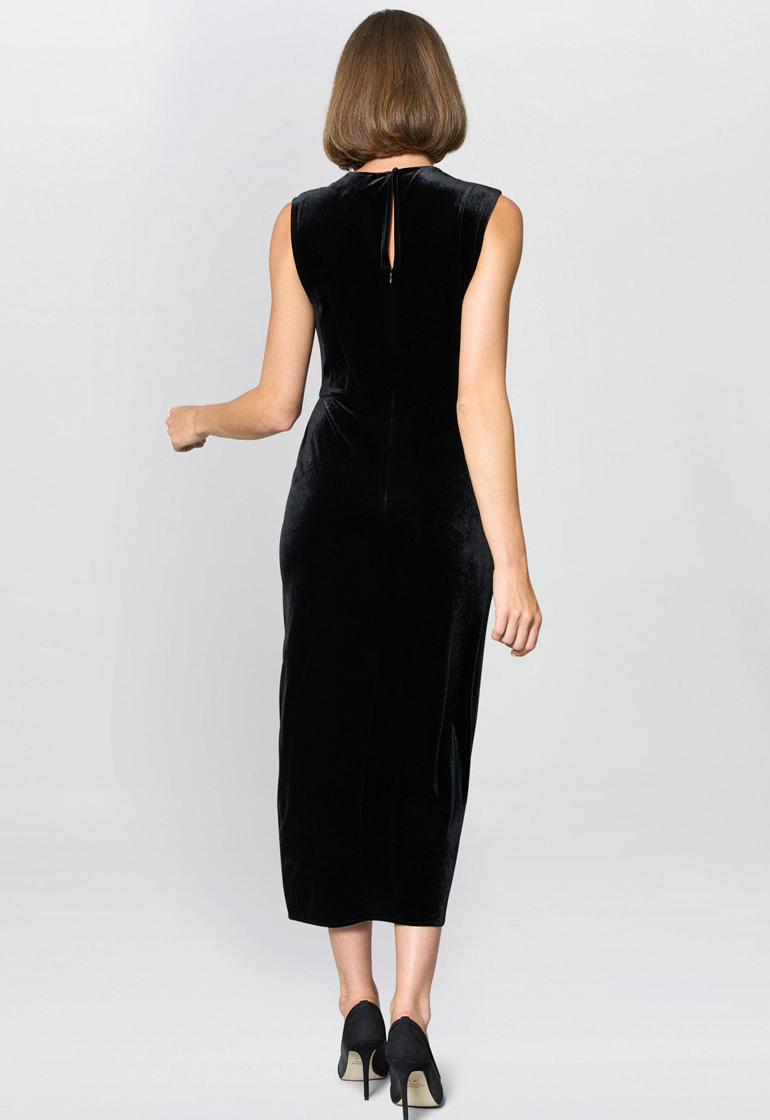 Gina Bacconi Black Claudine Velvet Midi Dress