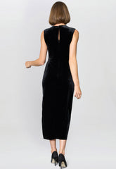Gina Bacconi Black Claudine Velvet Midi Dress