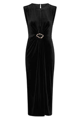 Gina Bacconi Black Claudine Velvet Midi Dress