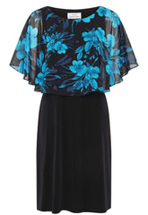 Gina Bacconi Blue / Teal Ashton Floral Chiffon Overlay Dress