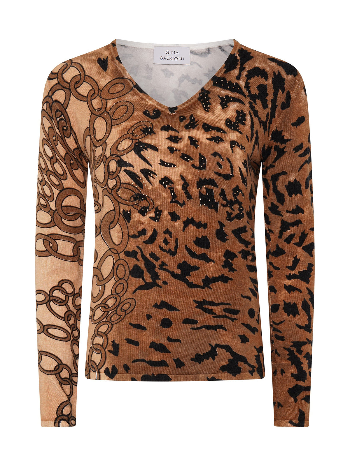 Gina Bacconi Leopard Korra Leopard Print Jumper With Diamante