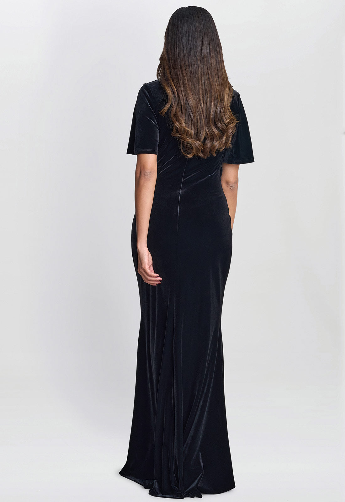 Gina Bacconi Black Minka Velvet Maxi Dress With Cowl Neck