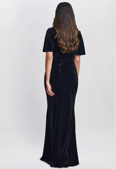 Gina Bacconi Black Minka Velvet Maxi Dress With Cowl Neck