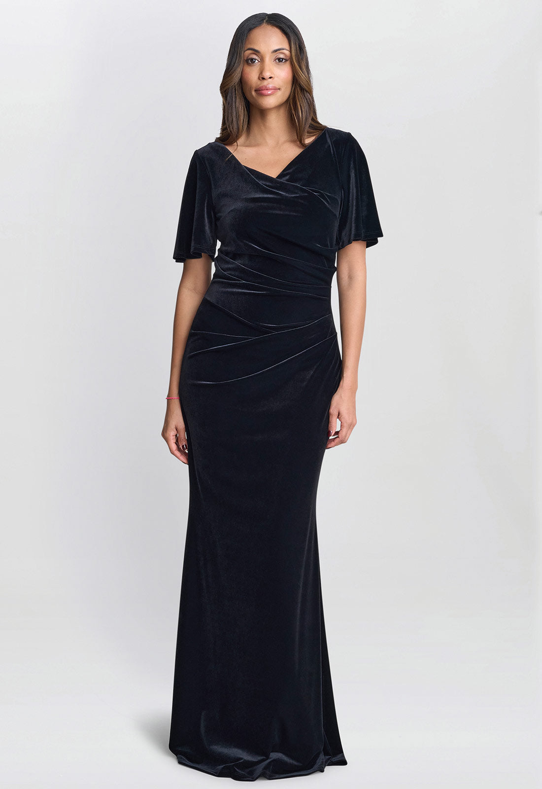 Gina Bacconi Black Minka Velvet Maxi Dress With Cowl Neck
