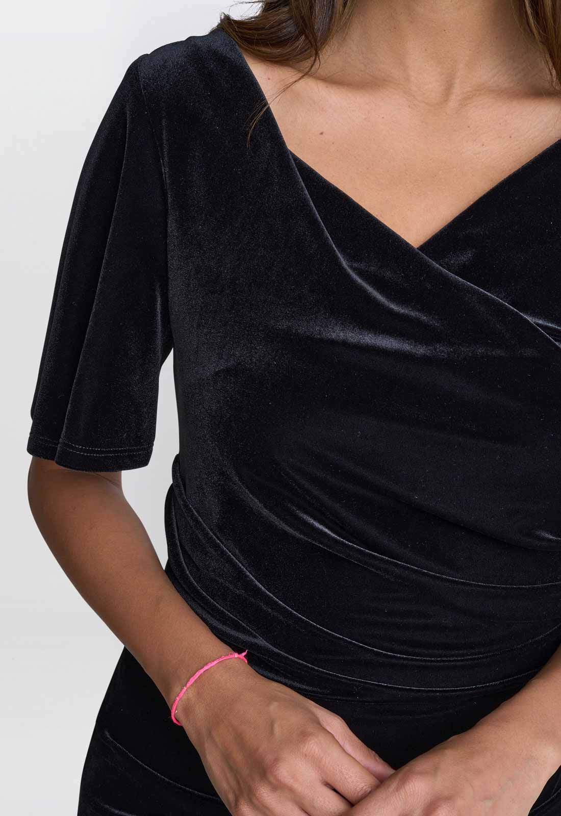 Gina Bacconi Black Minka Velvet Maxi Dress With Cowl Neck