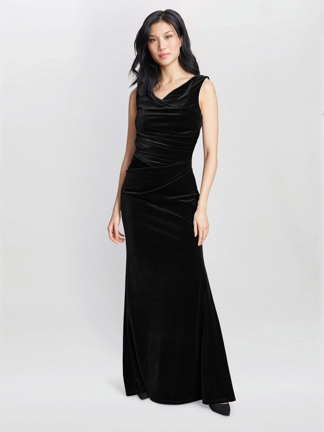 Gina Bacconi Black Selena Velvet Maxi Dress