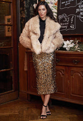 ANGELEYE Gold Sequin Midi Skirt