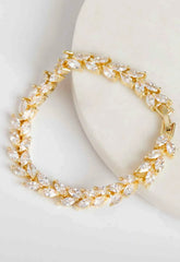 Always Chic Gold Crystal Leaf Tennis Bracelet