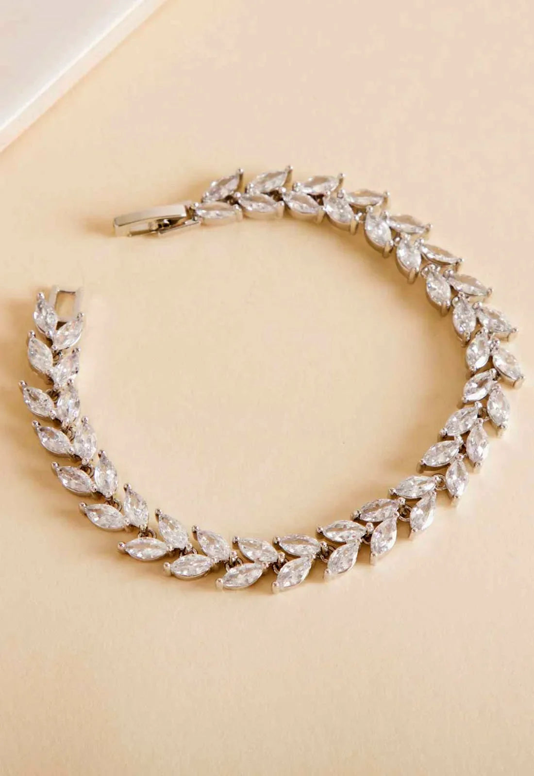 Always Chic Silver Crystal Leaf Tennis Bracelet