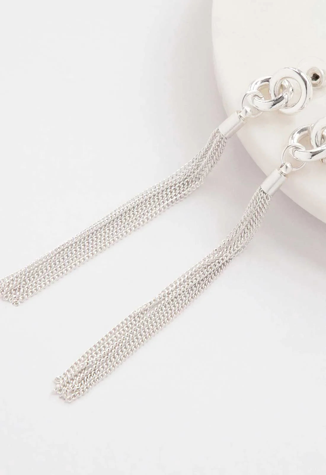 Always Chic Silver Knot and Tassel Earrings