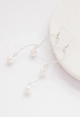 Always Chic Silver Pearl Snake Chain Earrings