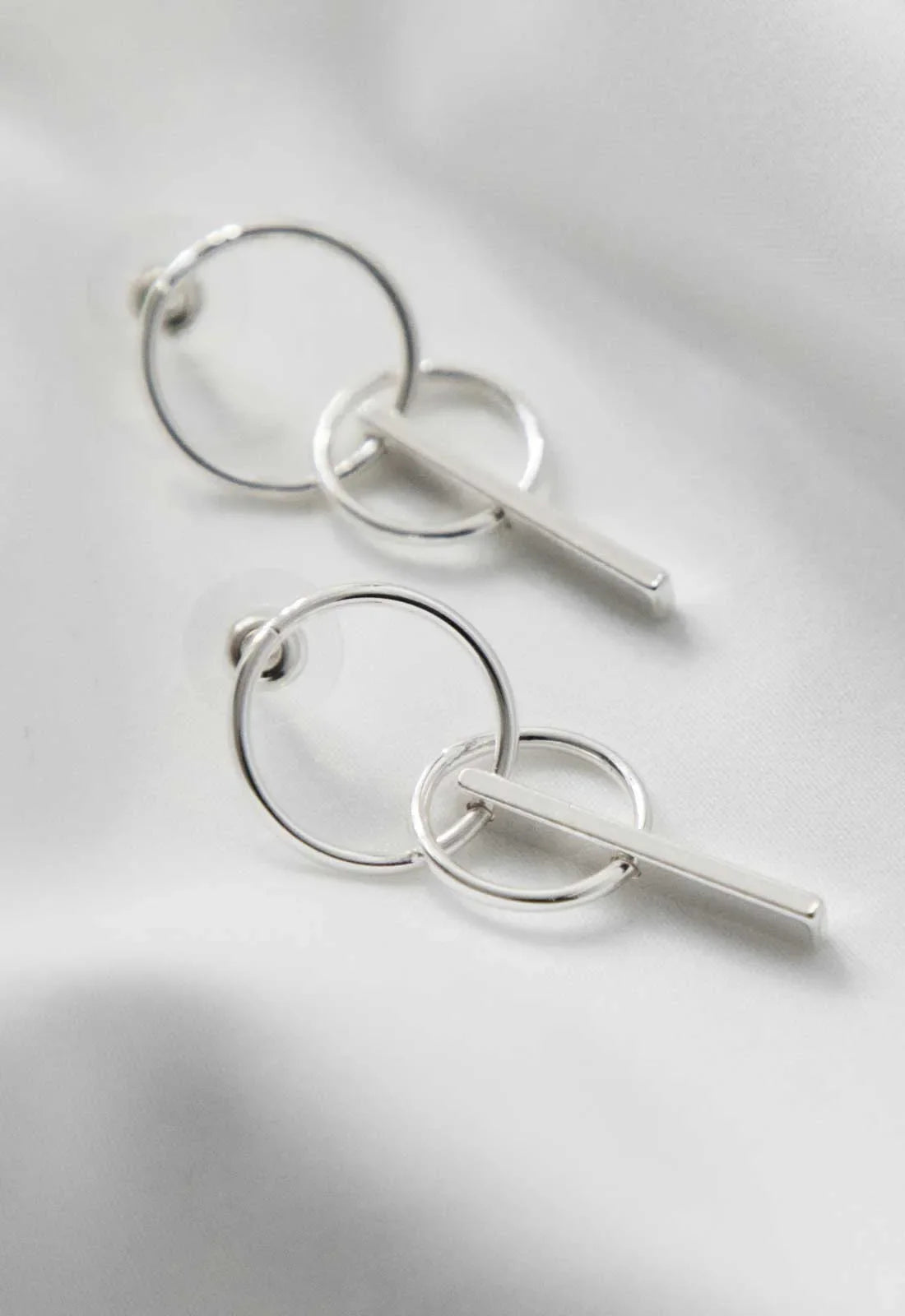Always Chic Silver Interlocked Hoop Bar Earrings
