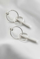 Always Chic Silver Interlocked Hoop Bar Earrings