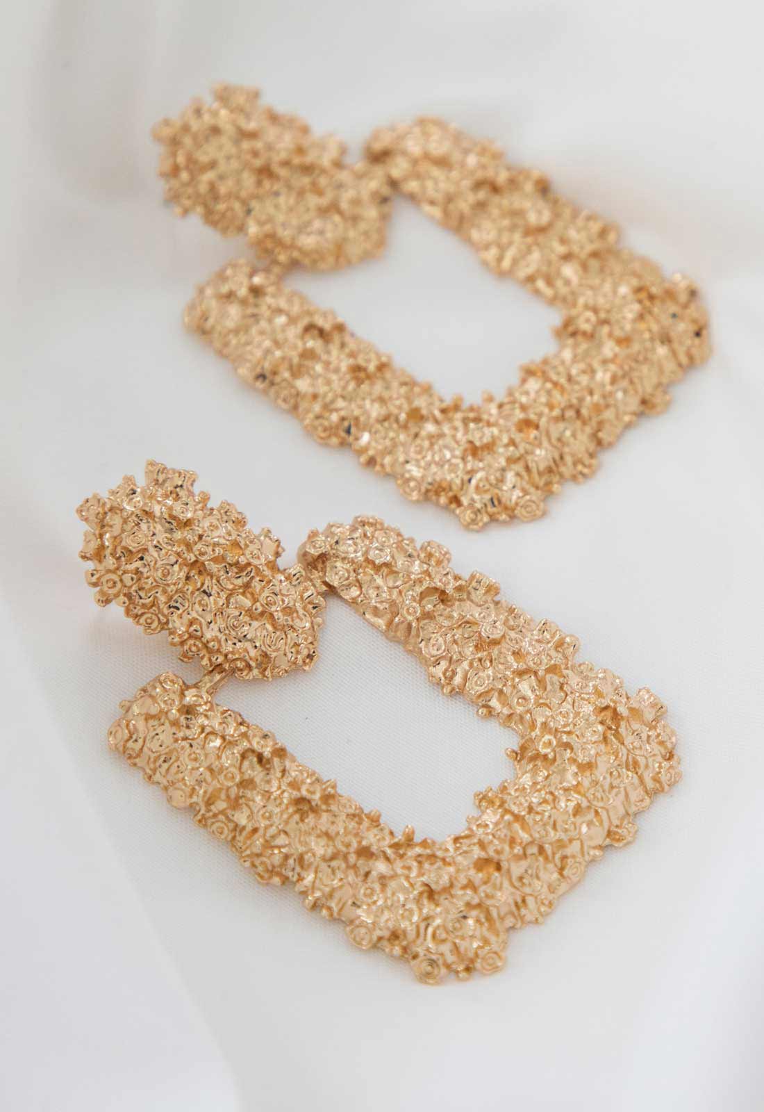 Always Chic Gold Textured Square Earrings
