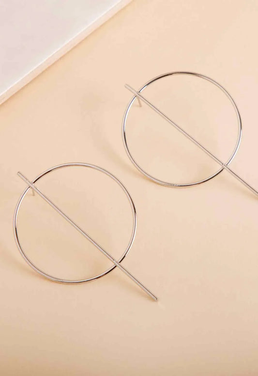 Always Chic Silver Bar Detail Hoop Earring