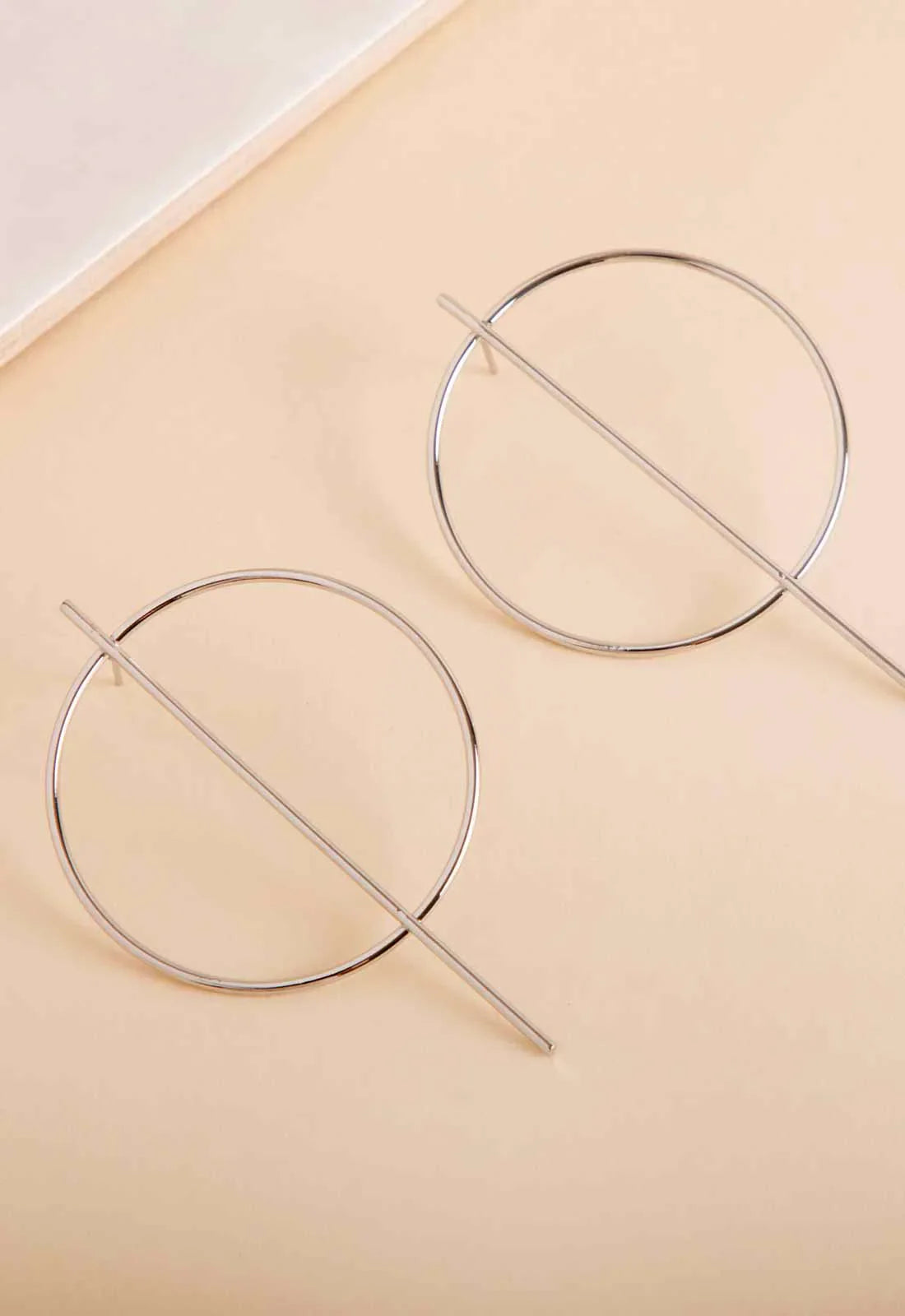 Always Chic Silver Bar Detail Hoop Earring