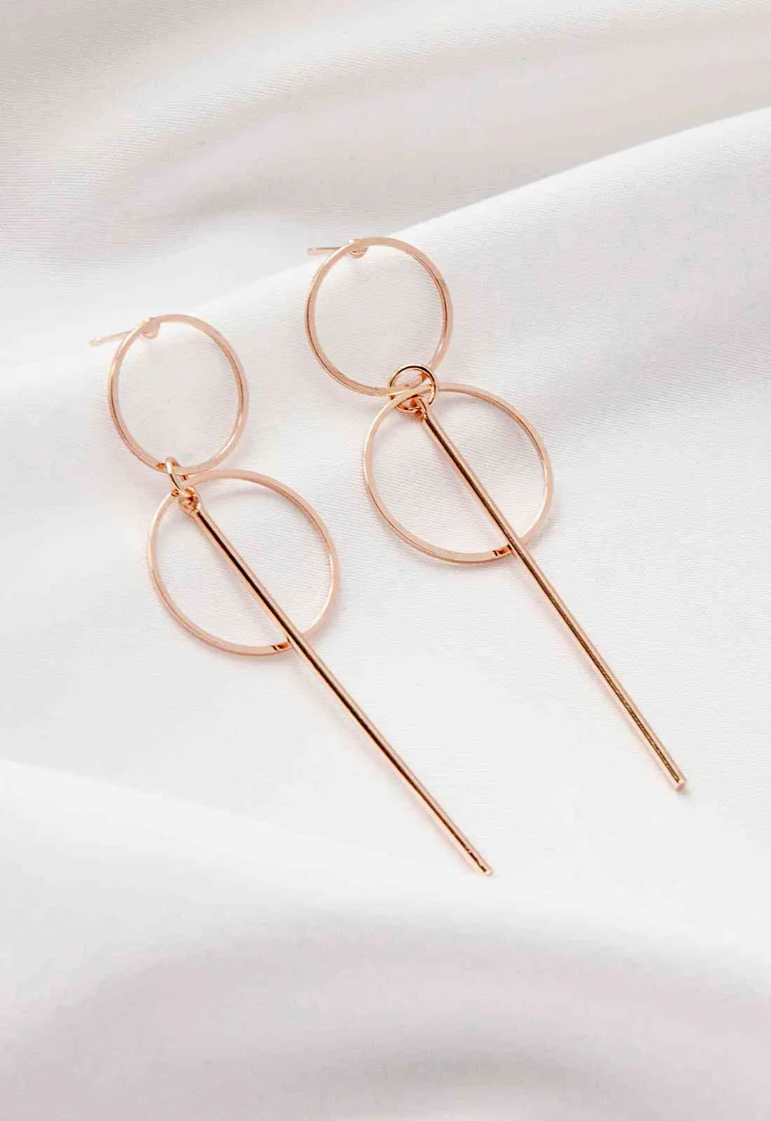 Always Chic Rose Gold Bar Double Hoop Earrings