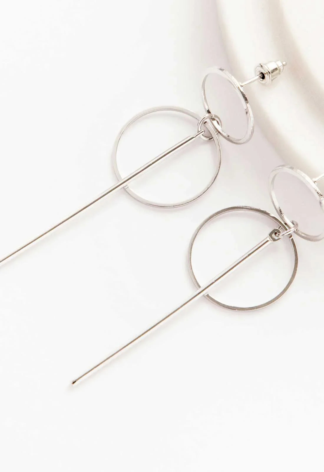 Always Chic Silver Bar Detail Double Hoop Earring