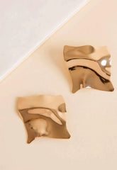 Always Chic Gold Wrinkled Square Earrings