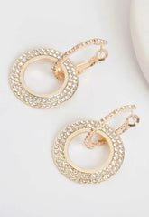 Always Chic Gold Crystal Double Hoop Earrings
