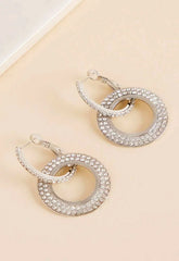 Always Chic Silver Crystal Double Hoop Earrings