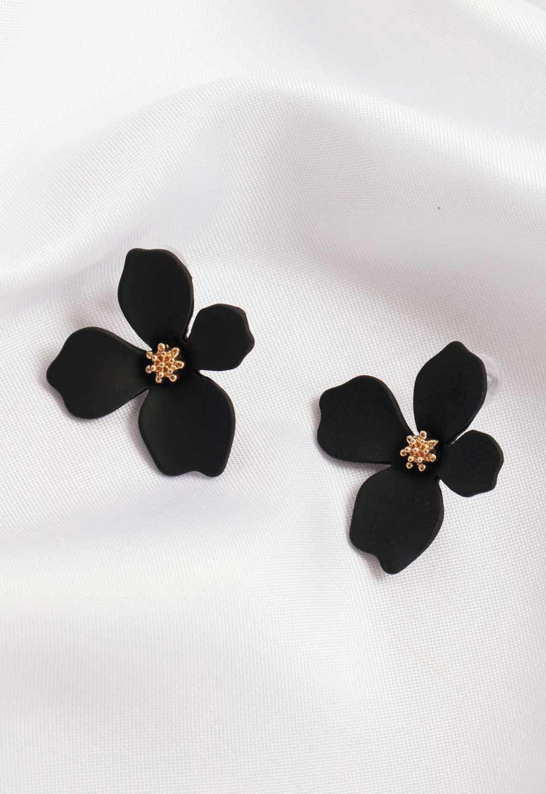 Always Chic Black Flower Earrings