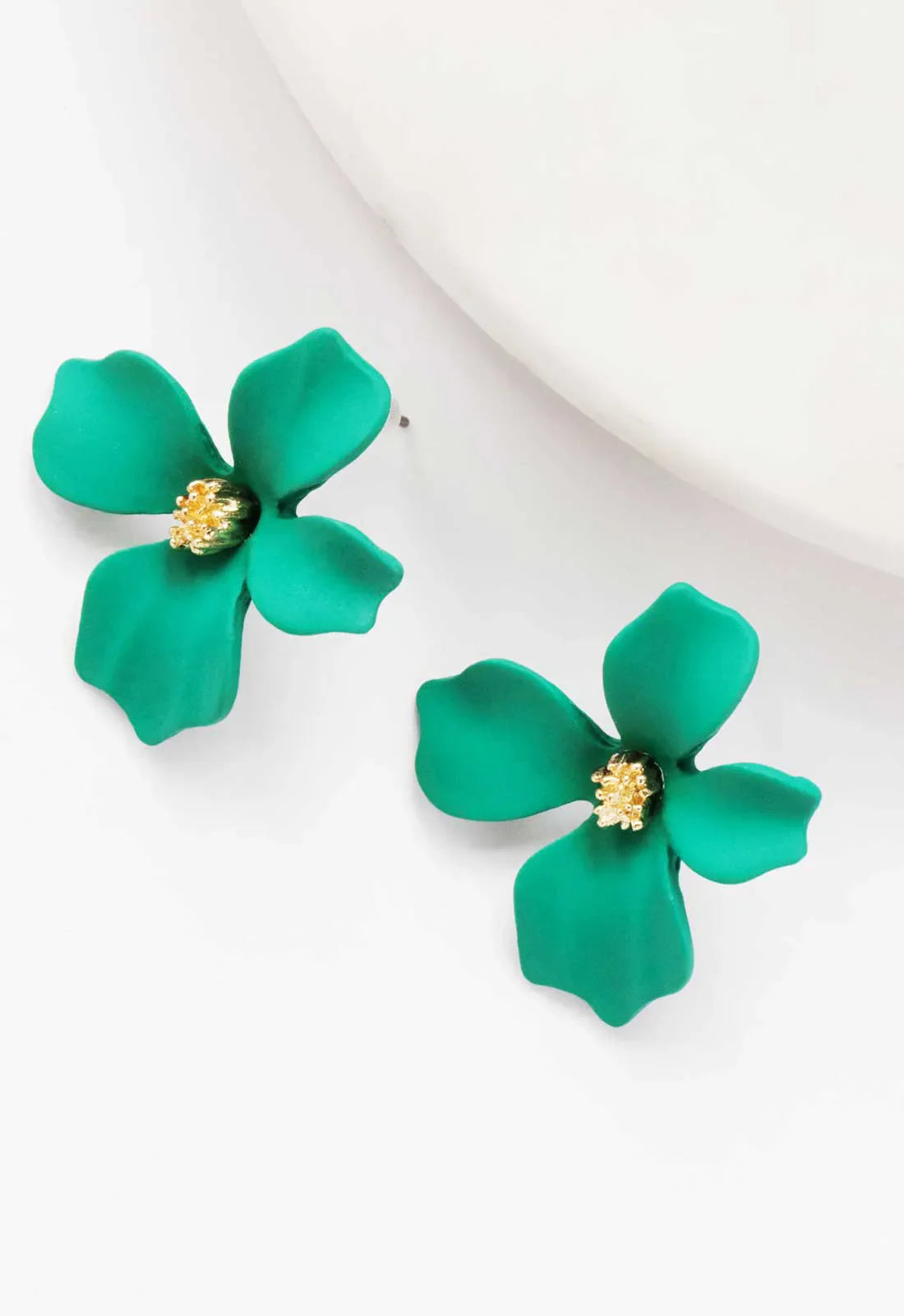 Always Chic Green Flower Earrings
