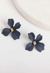 Always Chic Navy Flower Earrings