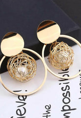 Always Chic Gold Pearl Cage Circle Earrings