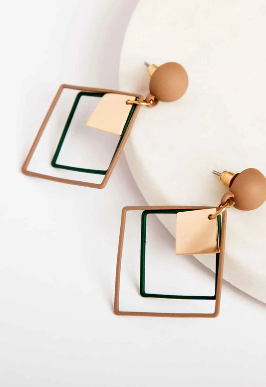 Always Chic Blue/Brown Diamond Drop Earrings