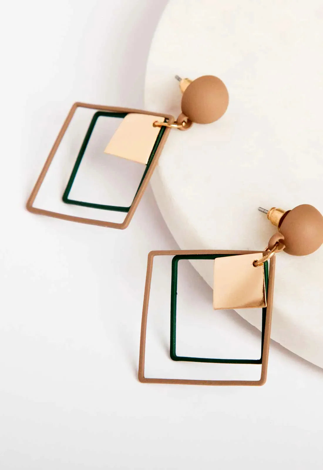 Always Chic Blue/Brown Diamond Drop Earrings
