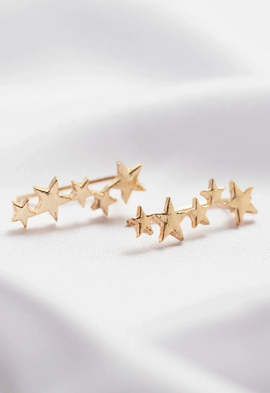 Always Chic Gold Star Climber Earrings